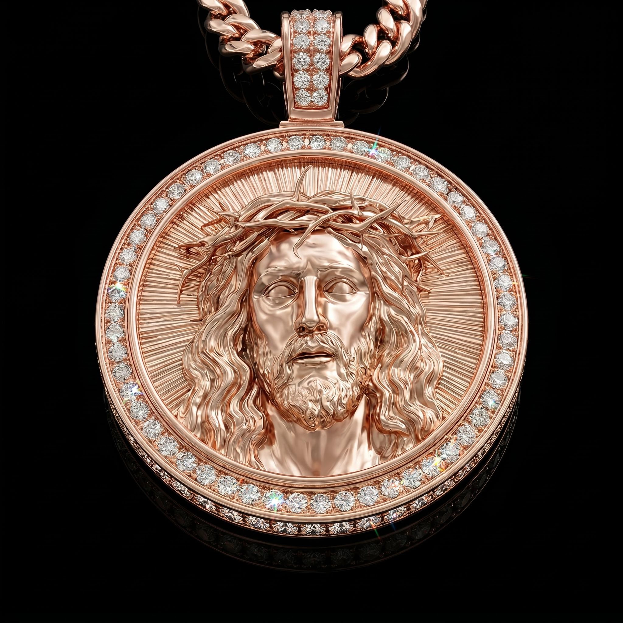 Iced Out Jesus Round Pendant Iced Out Jesus Round Pendant