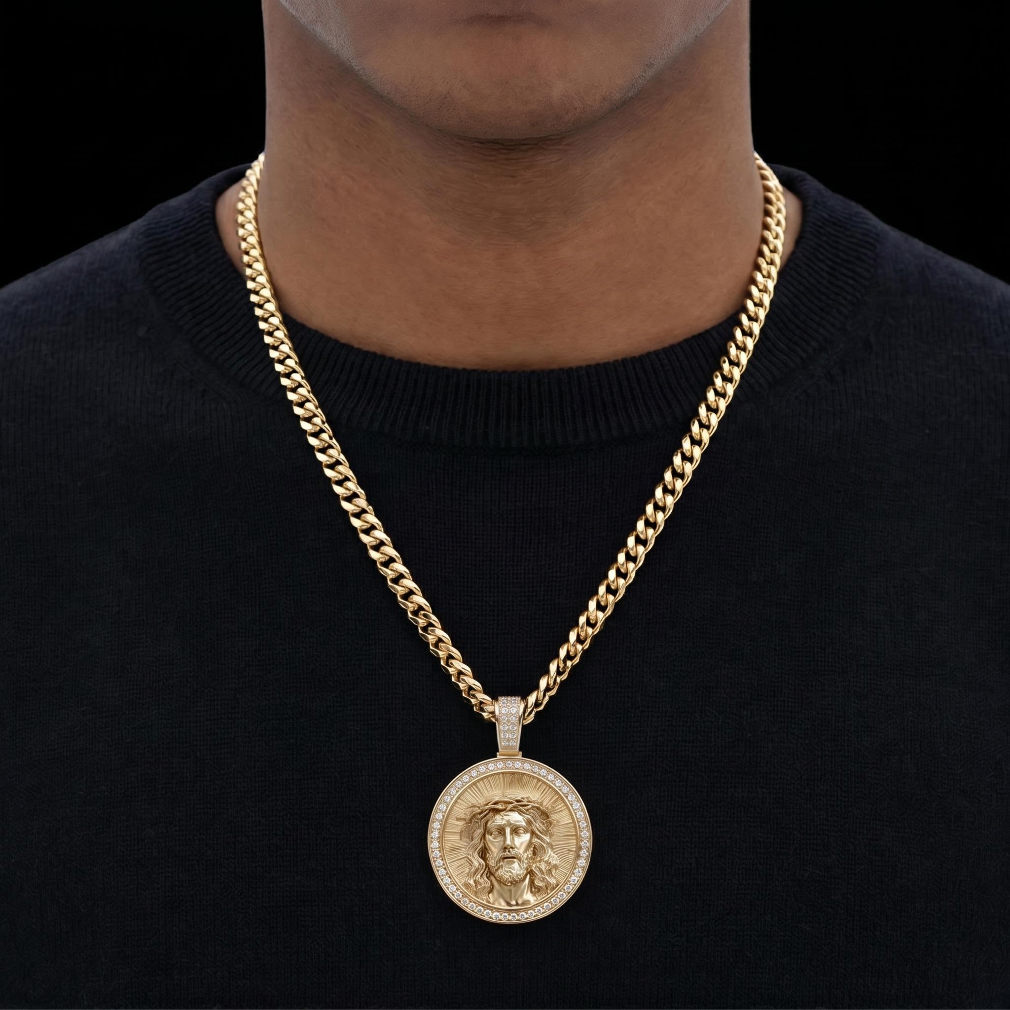 Iced Out Jesus Round Pendant Iced Out Jesus Round Pendant