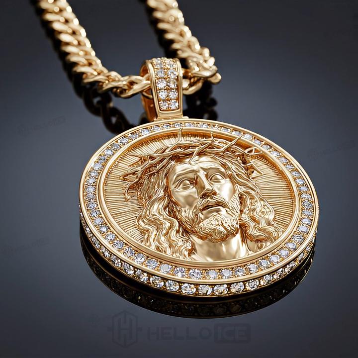 Iced Out Jesus Round Pendant Iced Out Jesus Round Pendant