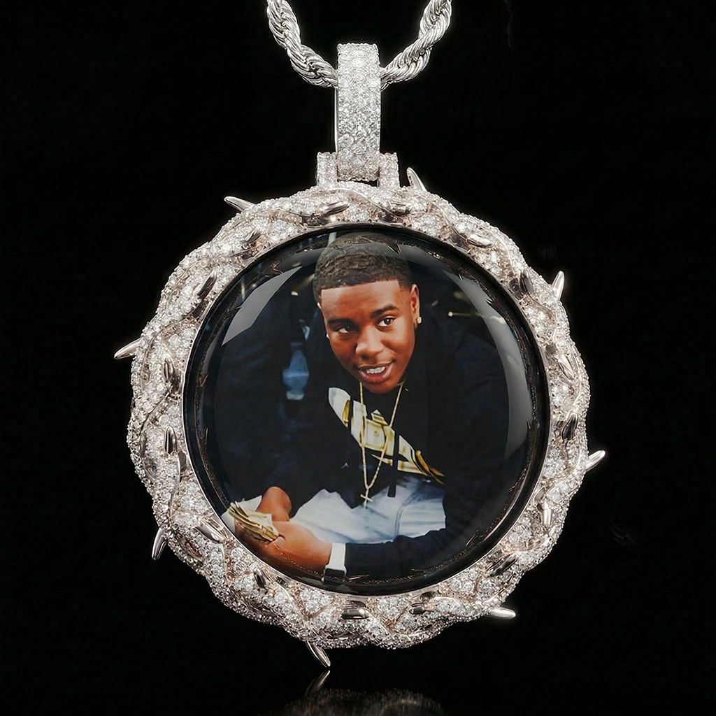 Iced Out Thorns Custom Photo Pendant Iced Out Thorns Custom Photo Pendant