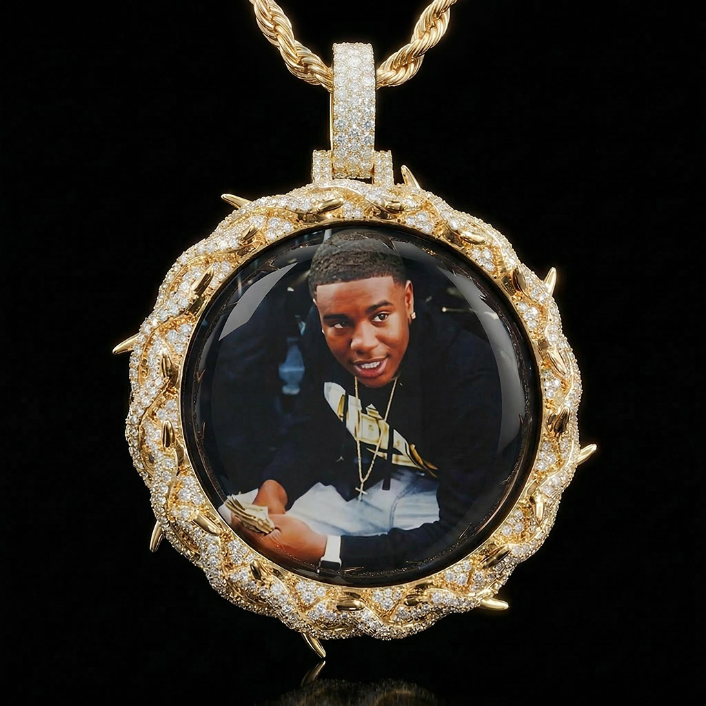 Iced Out Thorns Custom Photo Pendant Iced Out Thorns Custom Photo Pendant