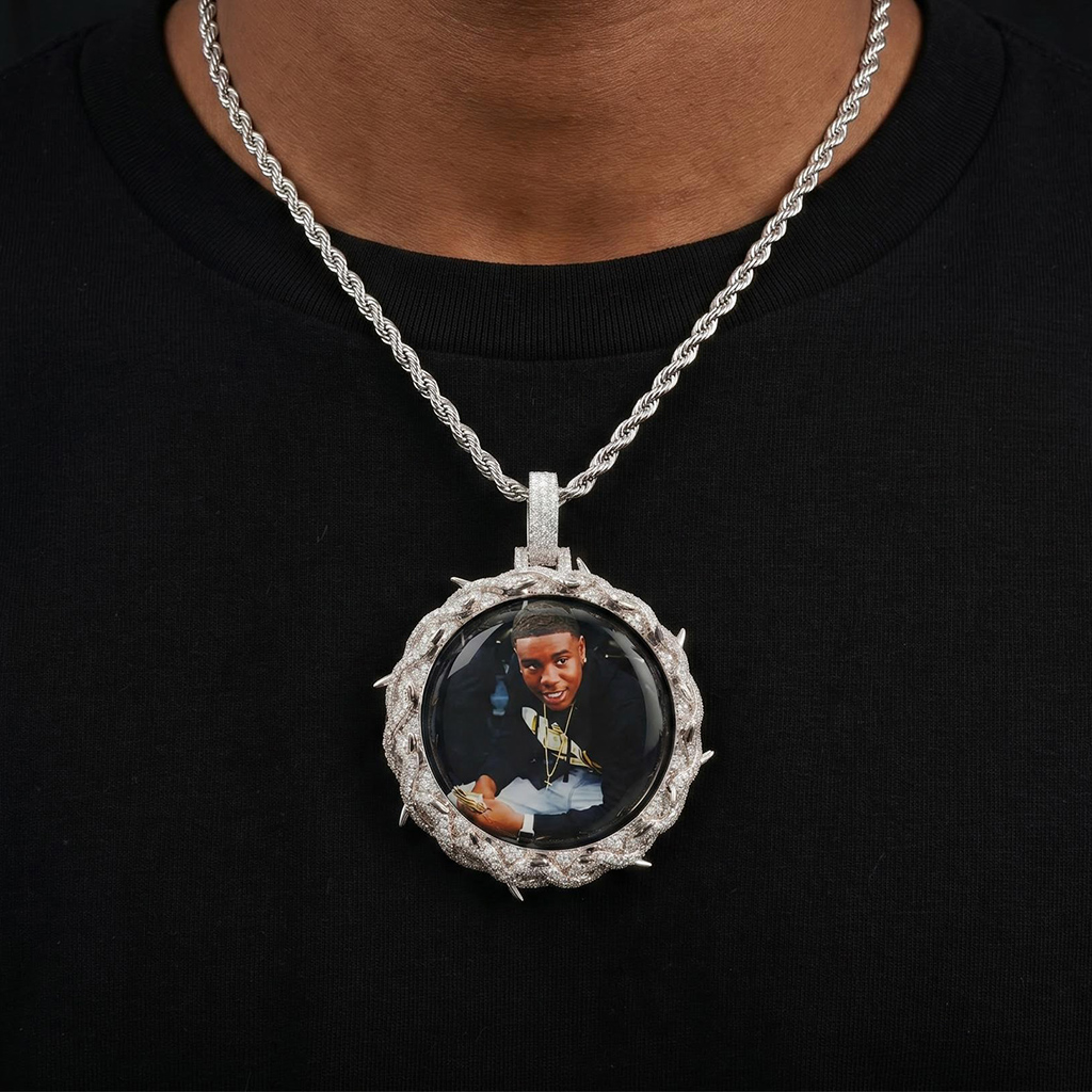 Iced Out Thorns Custom Photo Pendant Iced Out Thorns Custom Photo Pendant