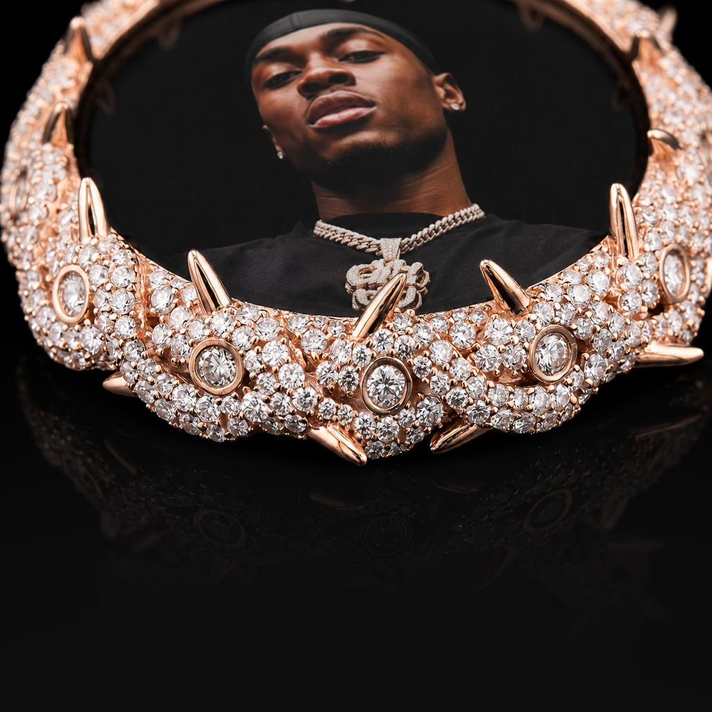 Iced Out Thorns Custom Photo Pendant Iced Out Thorns Custom Photo Pendant
