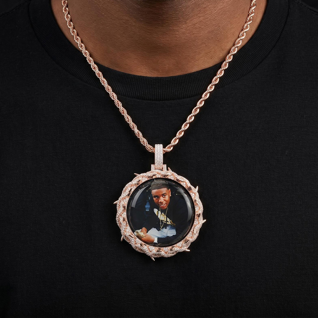 Iced Out Thorns Custom Photo Pendant Iced Out Thorns Custom Photo Pendant