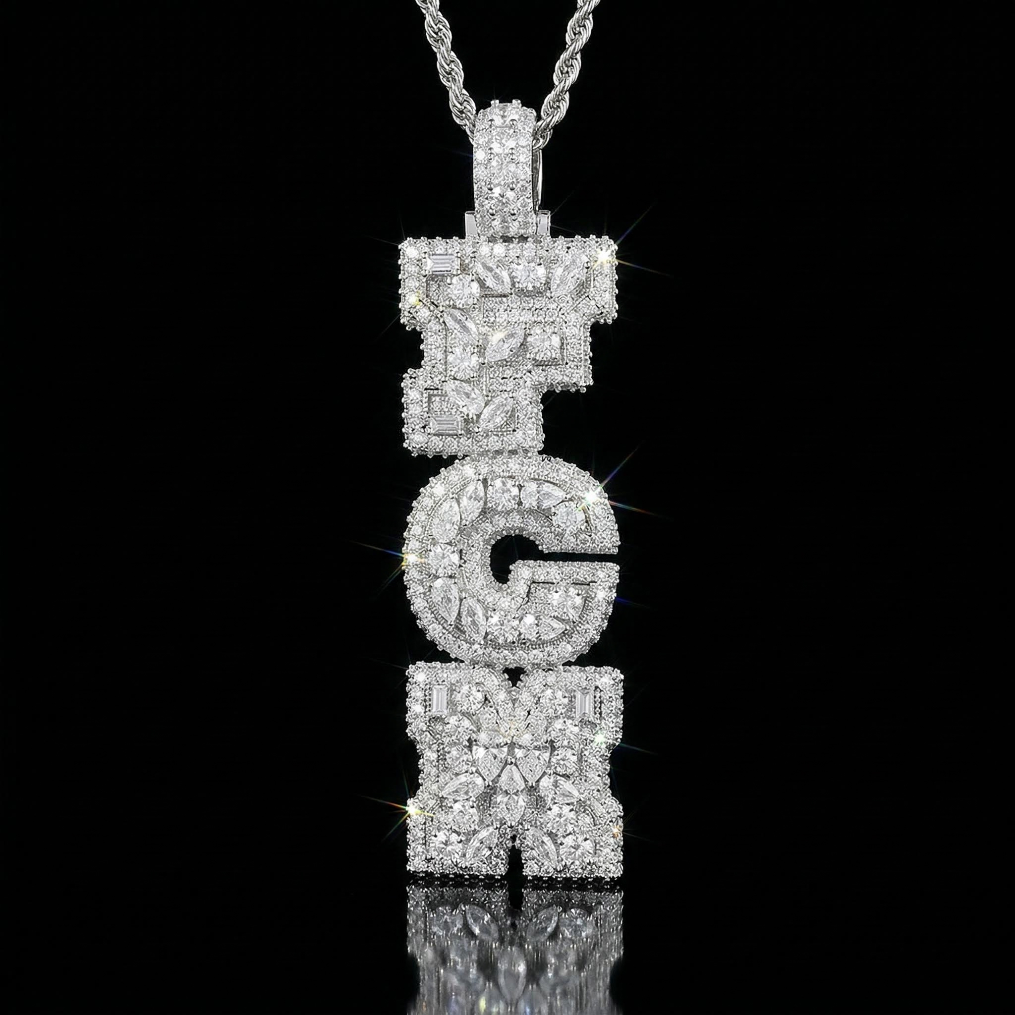 Iced Out Marquise&Pear&Round Cut Custom Letter Pendant Iced Out Marquise&Pear&Round Cut Custom Letter Pendant