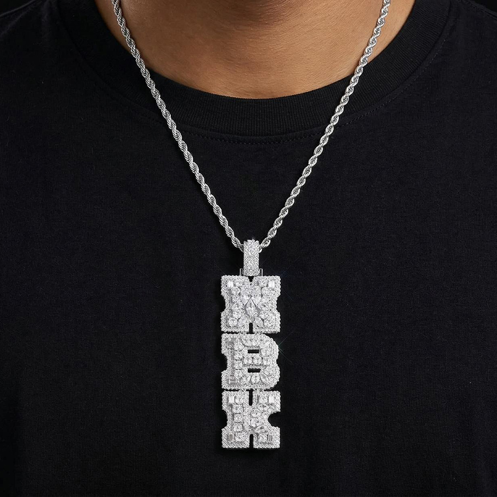 Iced Out Marquise&Pear&Round Cut Custom Letter Pendant Iced Out Marquise&Pear&Round Cut Custom Letter Pendant