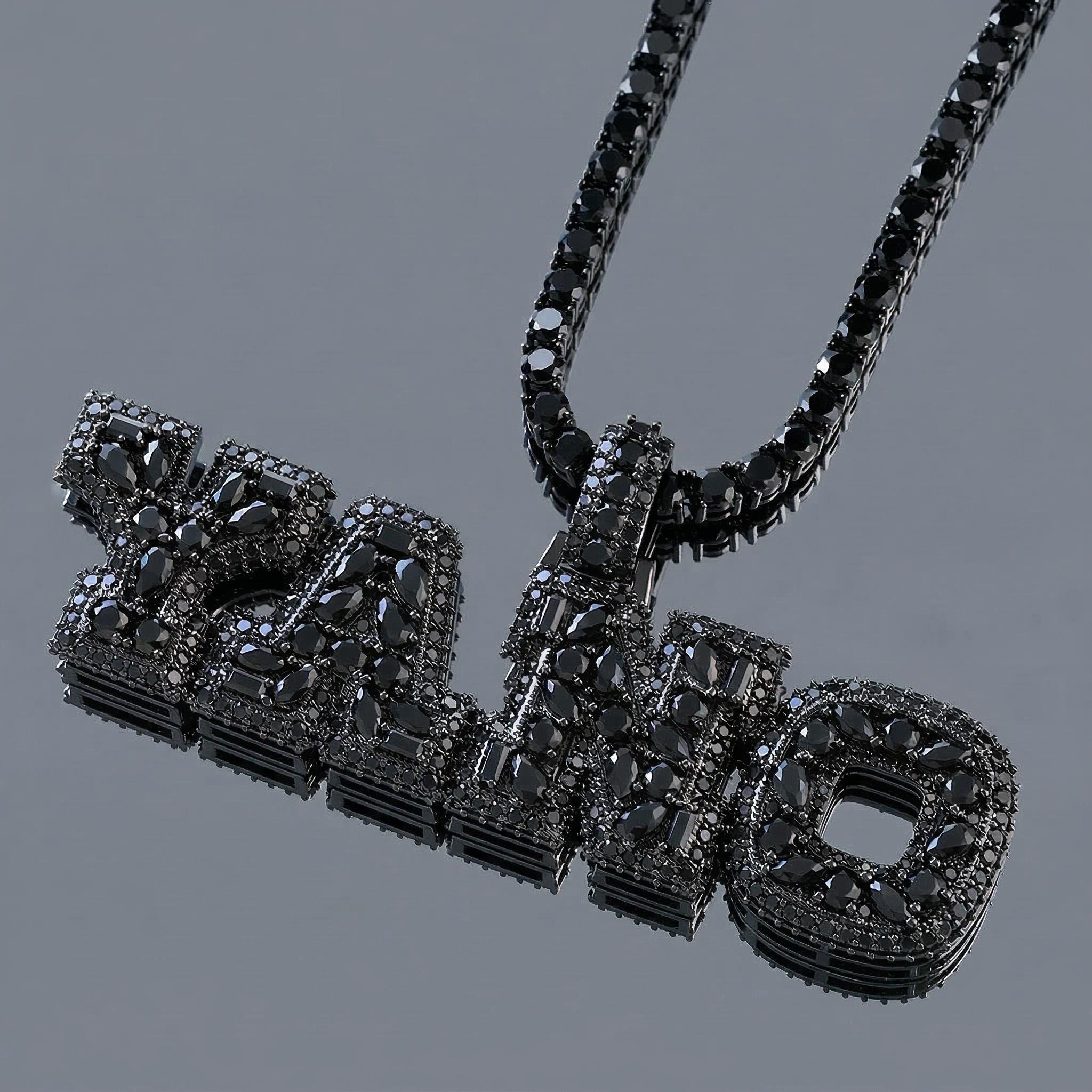 Iced Out Black Marquise&Pear&Round Cut Custom Name Pendant Iced Out Black Marquise&Pear&Round Cut Custom Name Pendant