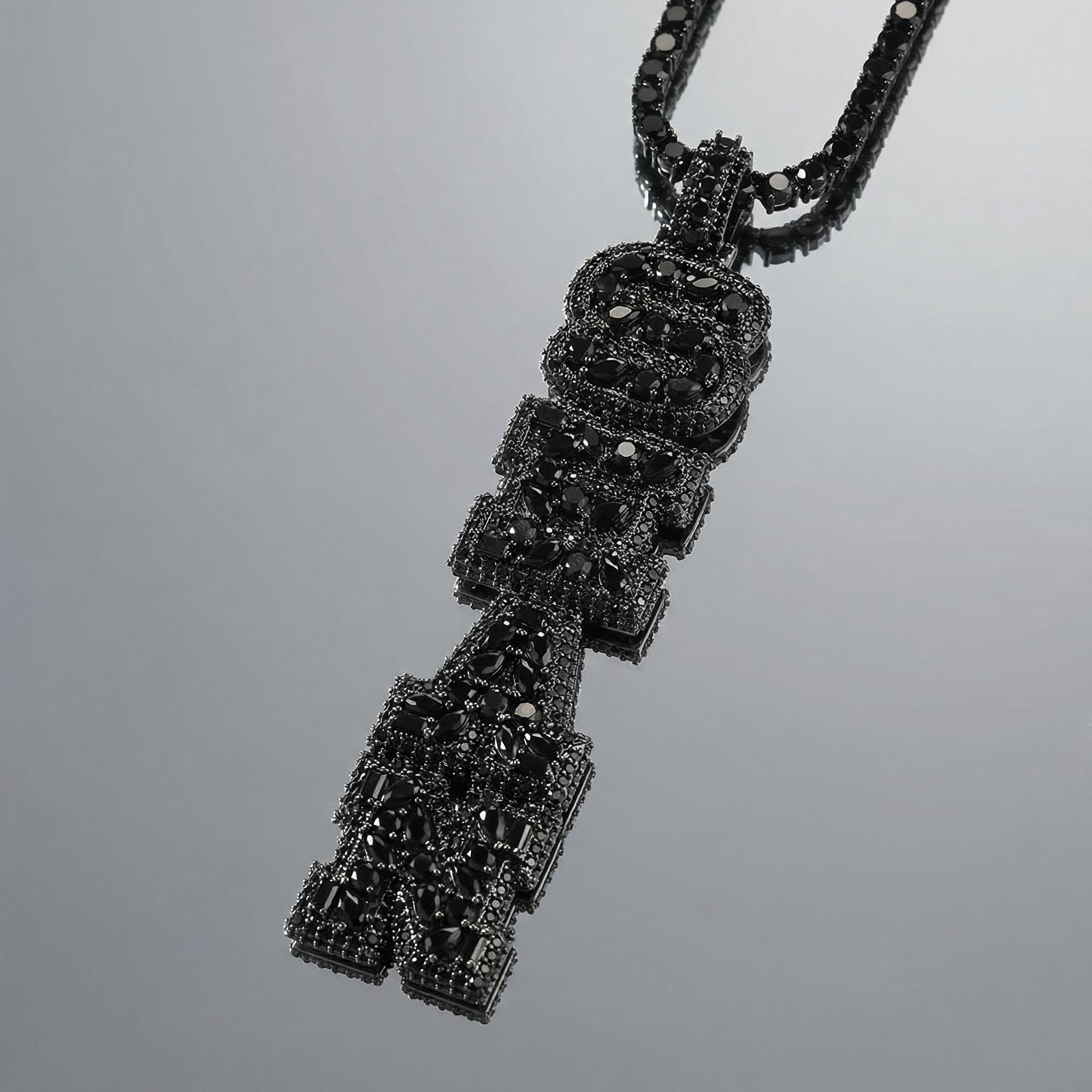 Iced Out Black Marquise&Pear&Round Cut Custom Name Pendant Iced Out Black Marquise&Pear&Round Cut Custom Name Pendant