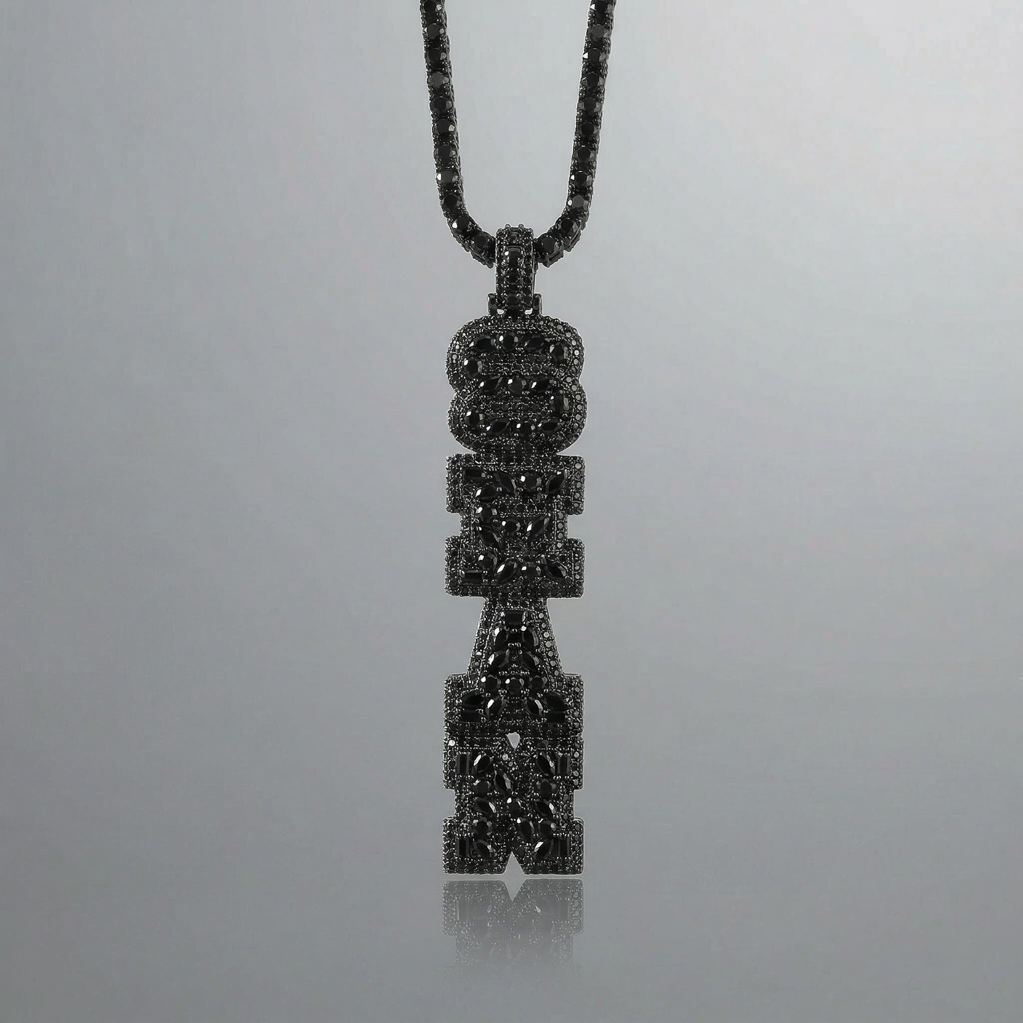 Iced Out Black Marquise&Pear&Round Cut Custom Name Pendant