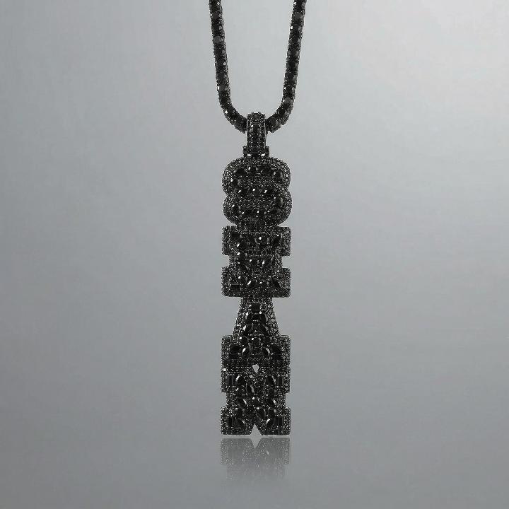 Iced Out Black Marquise&Pear&Round Cut Custom Name Pendant