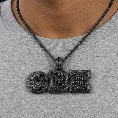 Iced Out Black Marquise&Pear&Round Cut Custom Name Pendant Iced Out Black Marquise&Pear&Round Cut Custom Name Pendant