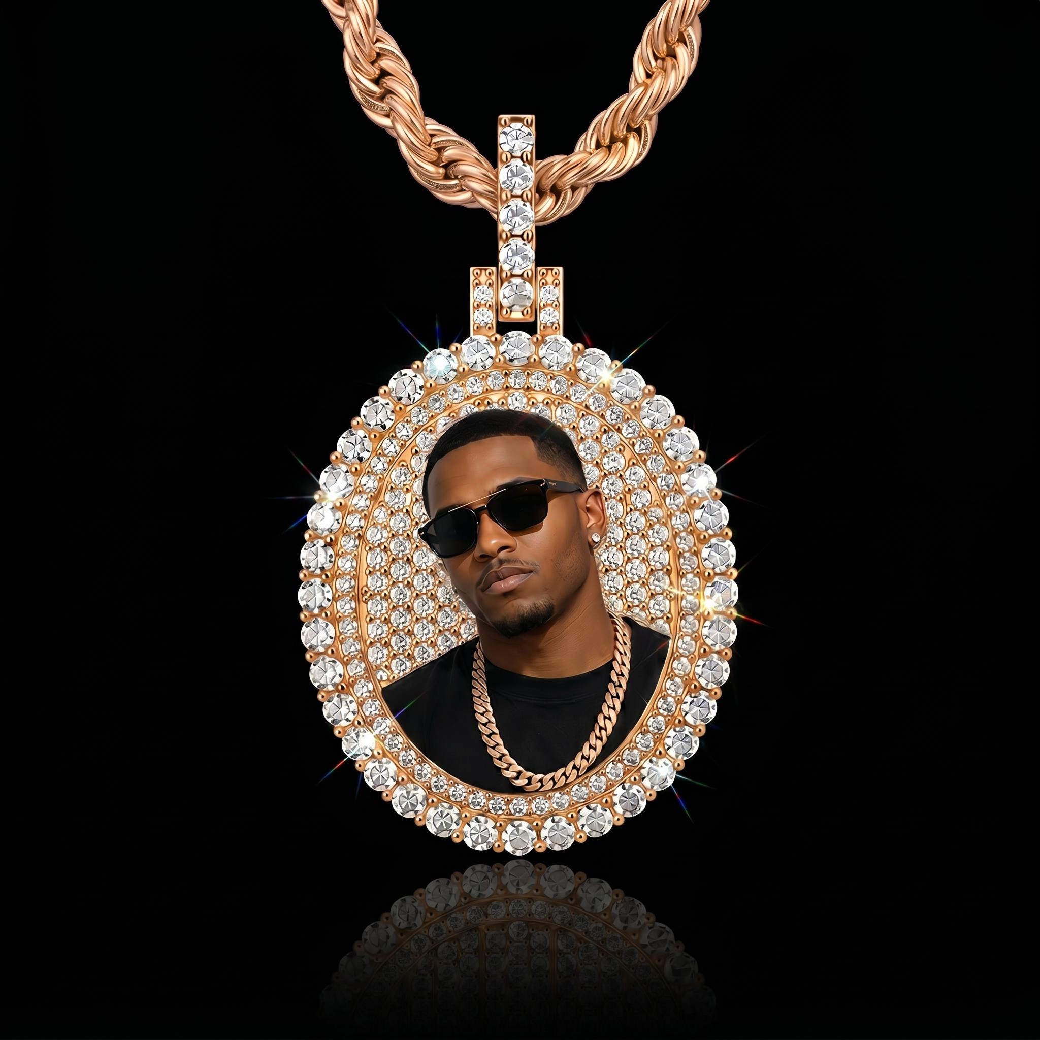 Iced Out Oval Custom Memory Pendant Iced Out Oval Custom Memory Pendant