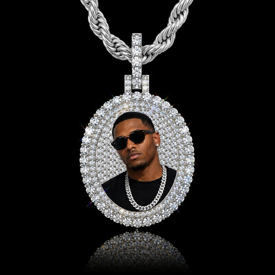 Iced Out Oval Custom Memory Pendant