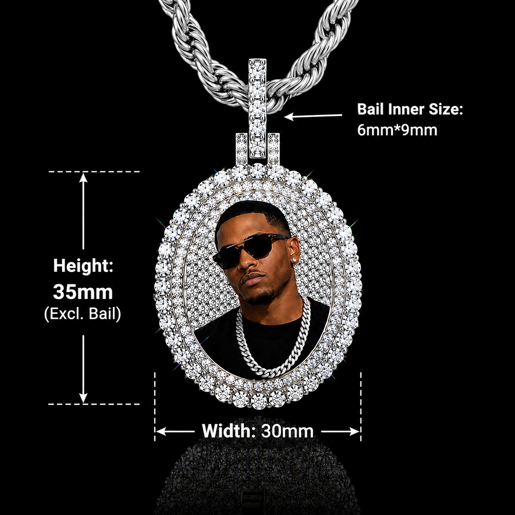 Iced Out Oval Custom Memory Pendant Iced Out Oval Custom Memory Pendant