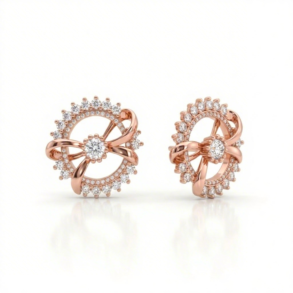 Bowtie with Round Design VVS Moissanite S925 Silver Earrings