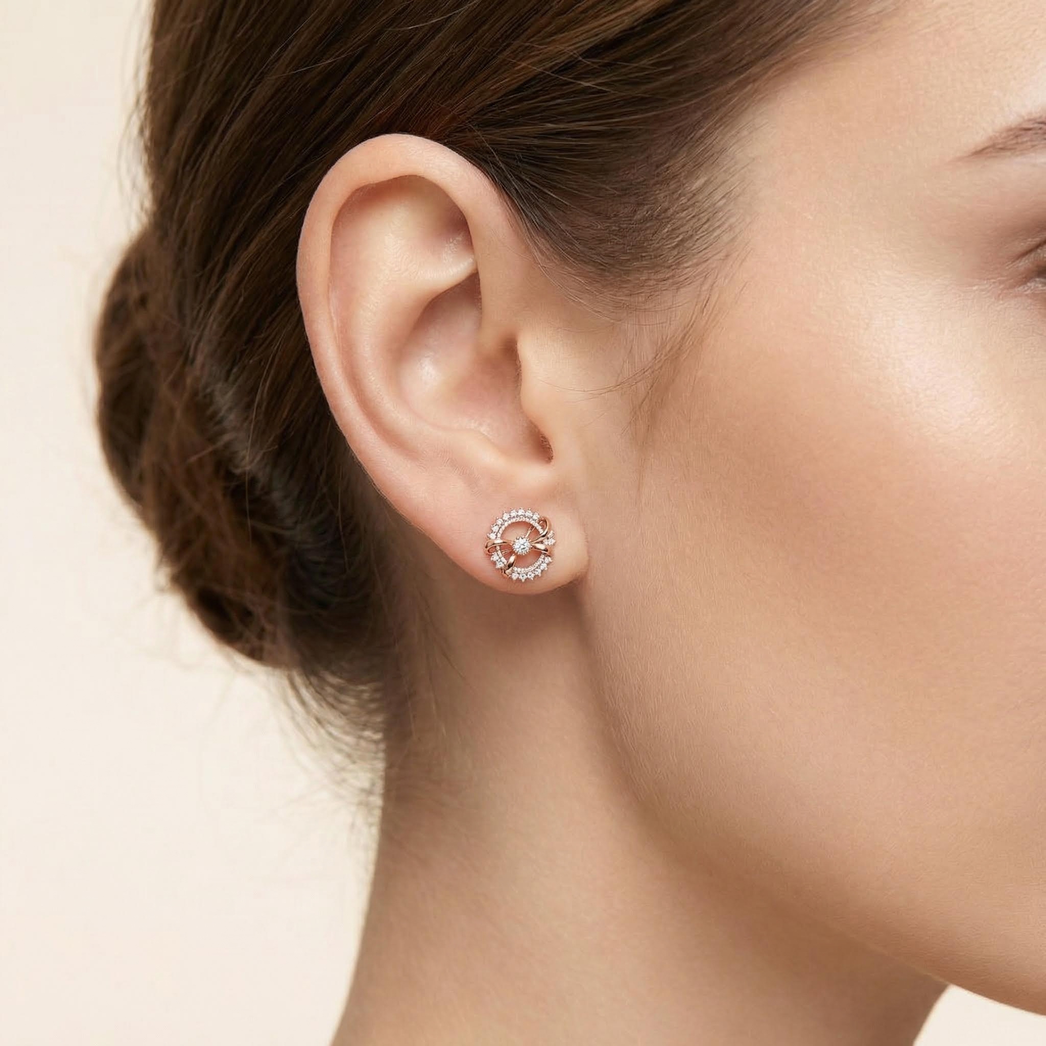 Bowtie with Round Design VVS Moissanite S925 Silver Earrings