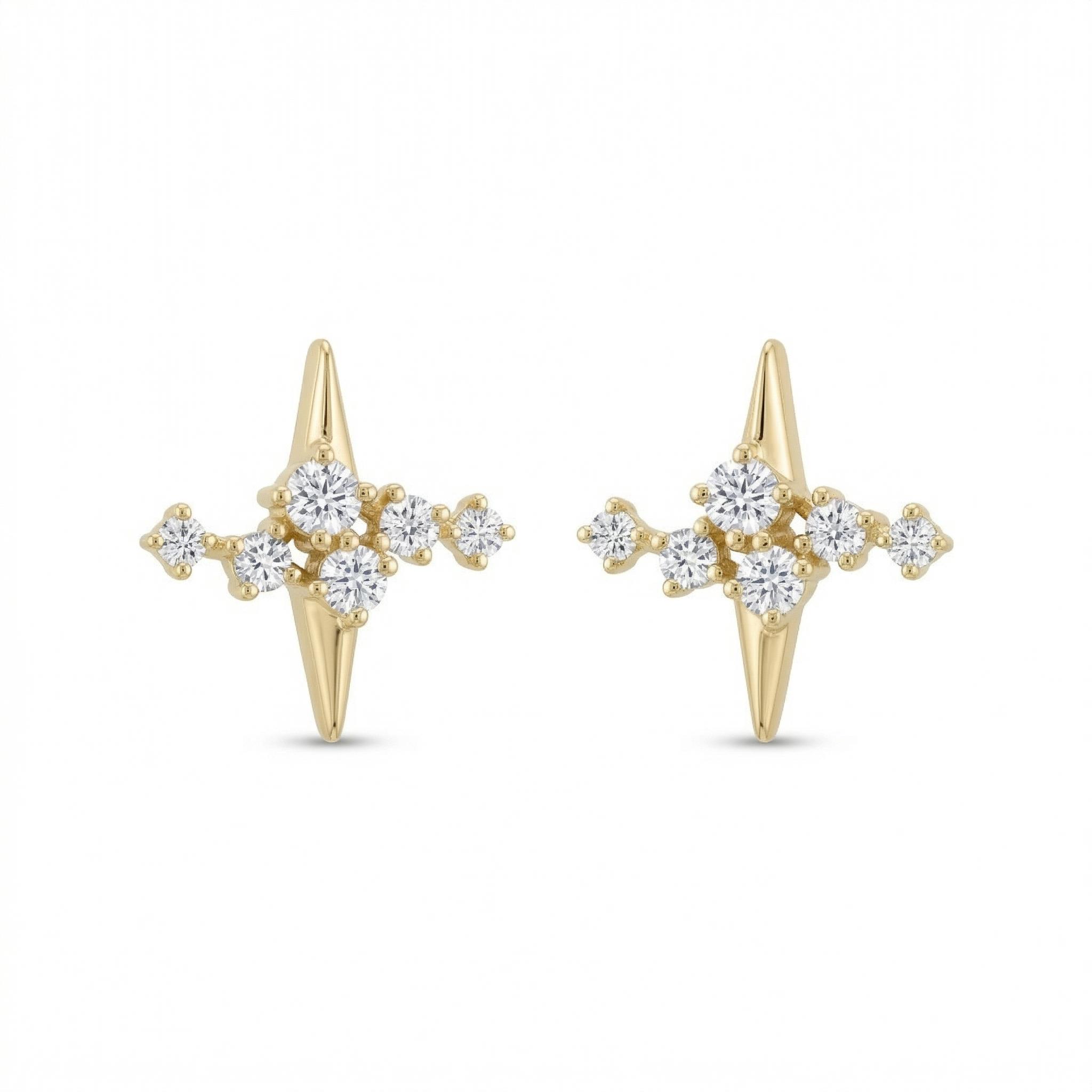 Stellar Trail Diamond S925 Silver Stud Earrings