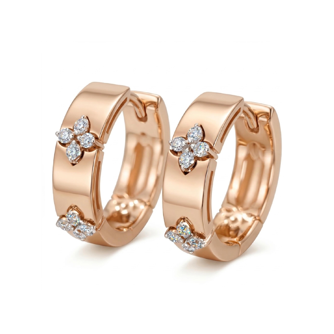 0.48ct TCW Clover Design VVS Moissanite S925 Silver Hoop Earrings 0.48ct TCW Clover Design VVS Moissanite S925 Silver Hoop Earrings