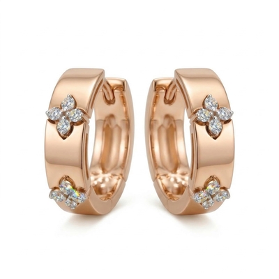 0.48ct TCW Clover Design VVS Moissanite S925 Silver Hoop Earrings