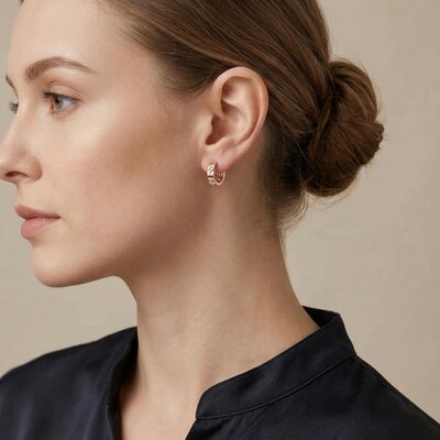 0.16ct. tw. Clover Design VVS Moissanite S925 Silver Hoop Earrings