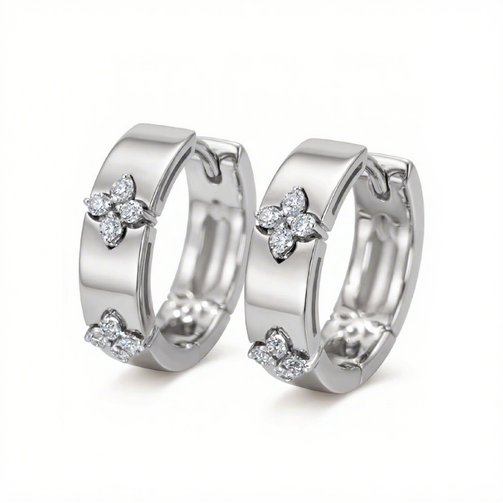 0.48ct TCW Clover Design VVS Moissanite S925 Silver Hoop Earrings 0.48ct TCW Clover Design VVS Moissanite S925 Silver Hoop Earrings