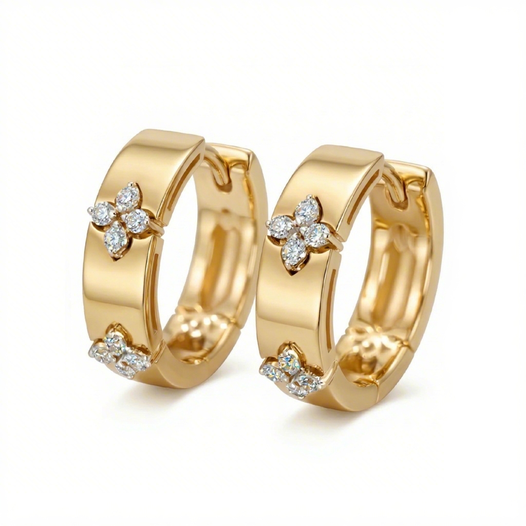 0.48ct TCW Clover Design VVS Moissanite S925 Silver Hoop Earrings 0.48ct TCW Clover Design VVS Moissanite S925 Silver Hoop Earrings