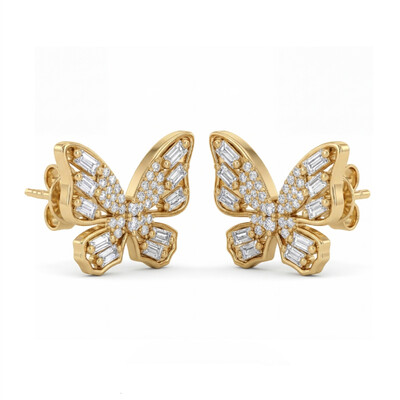 1.8 ct.tw Butterfly Baguette + Round Cut VVS Moissanite S925 Silver Earrings