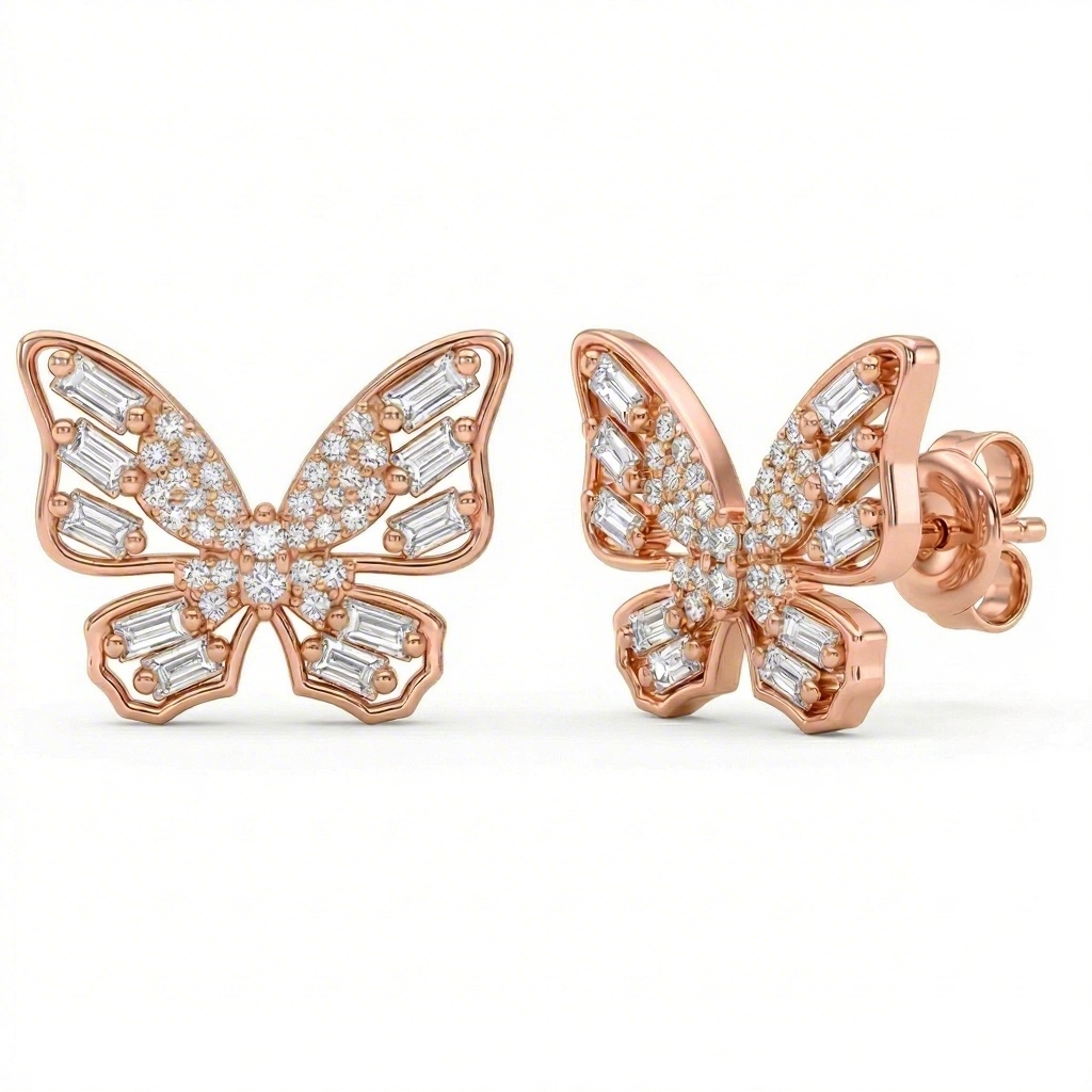 1.8 ct.tw Butterfly Baguette + Round Cut VVS Moissanite S925 Silver Earrings