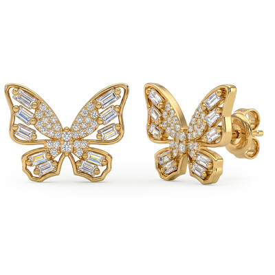 0.41 ct.tw. Butterfly Baguette + Round Cut VVS Moissanite S925 Silver Earrings