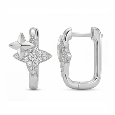 0.8 ct.tw Star-shaped S925 Silver Hoop Earrings