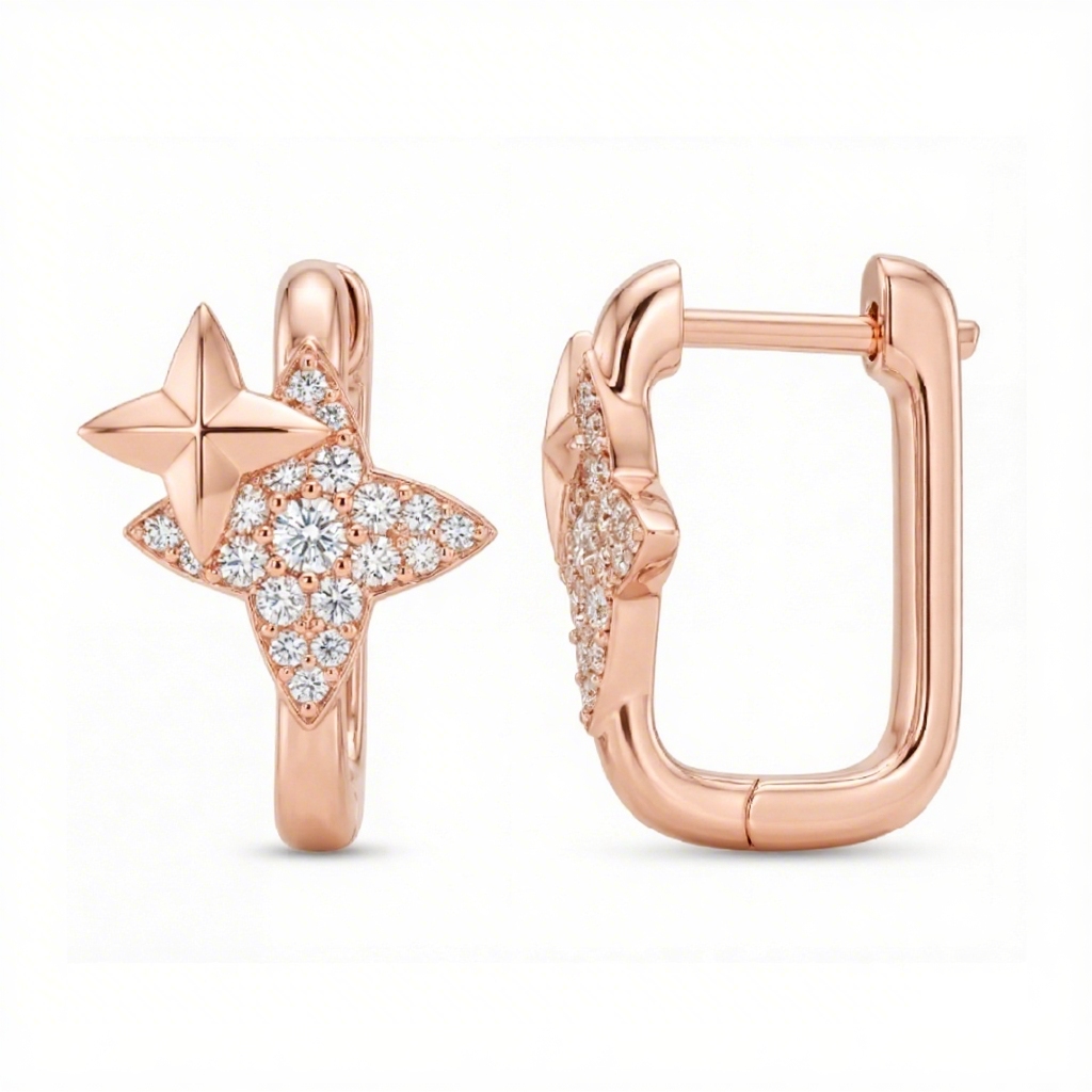 0.8 ct.tw Star-shaped S925 Silver Hoop Earrings