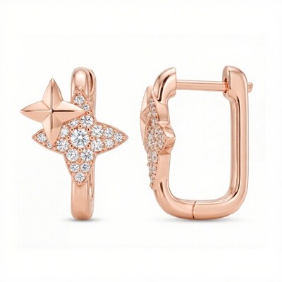 0.8 ct.tw Star-shaped S925 Silver Hoop Earrings