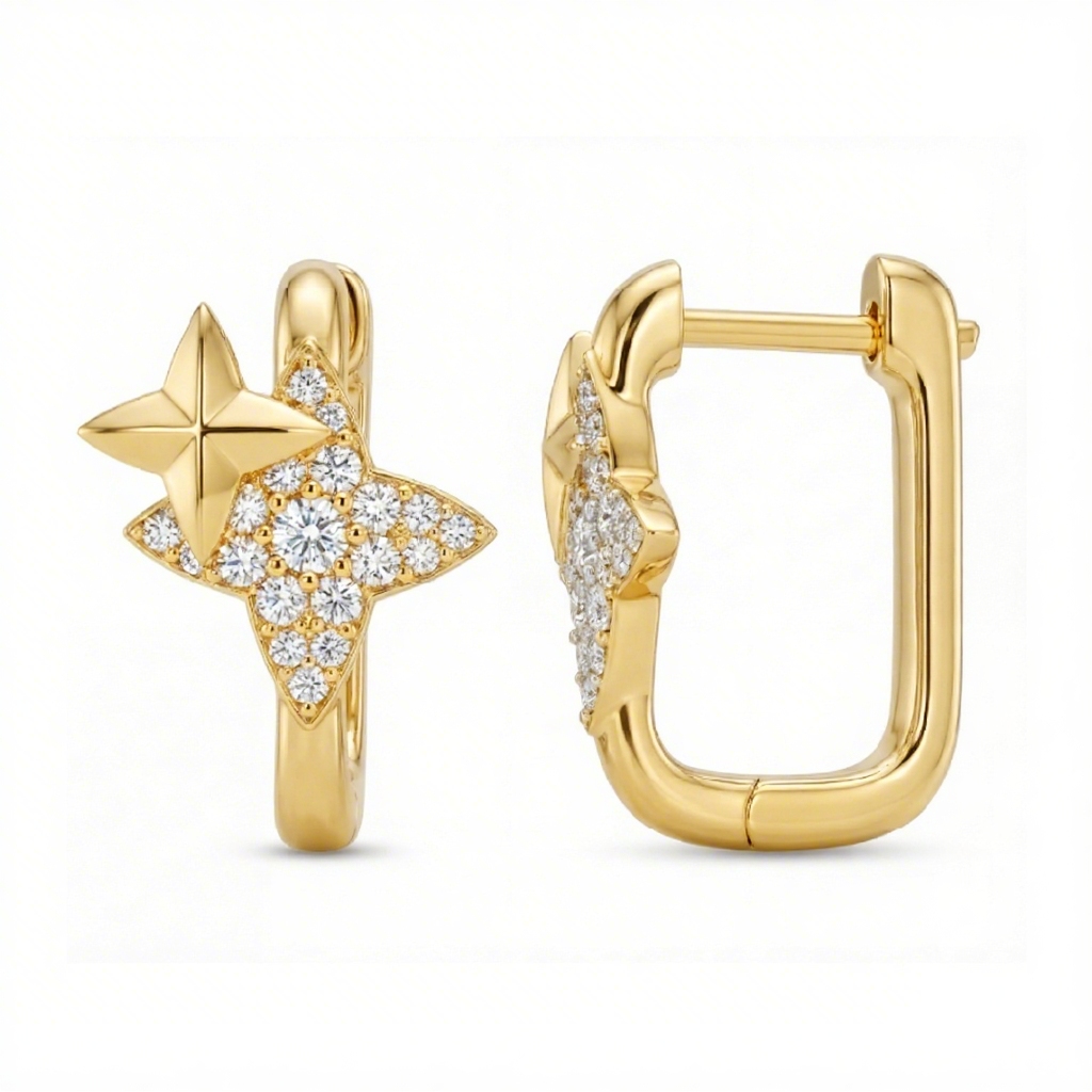 0.8 ct.tw Star-shaped S925 Silver Hoop Earrings