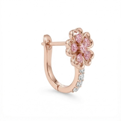 1.8 ct.tw Flora-shaped Pink Heart S925 Silver Hoop Earrings