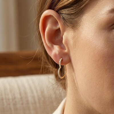 0.66ct.tw. Heart-shaped Marquise + Round Cut S925 Silver Hoop Earrings