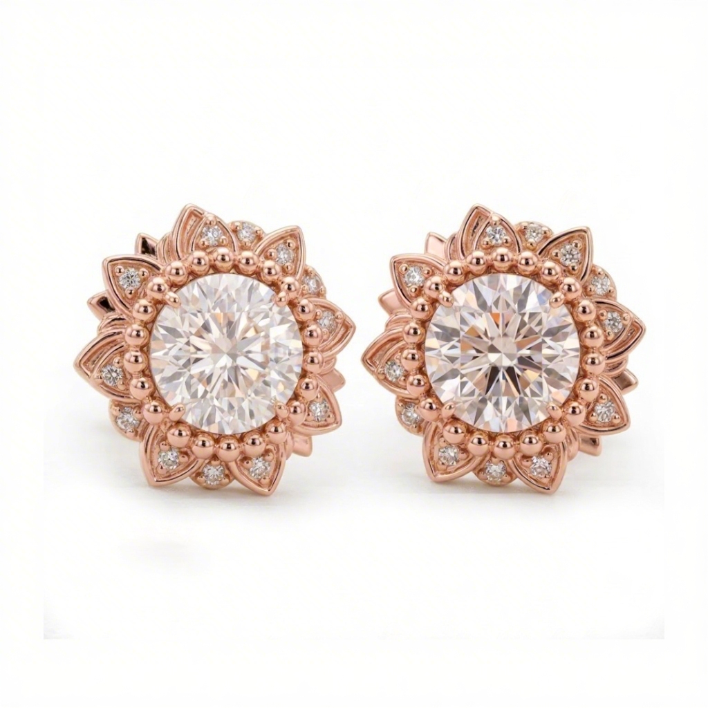 1.9 ct.tw Sunflower Round Cut S925 Silver Stud Earrings