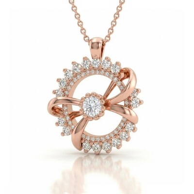 1.6ct TCW Bowtie with Round Design VVS Moissanite S925 Silver Pendant Necklace