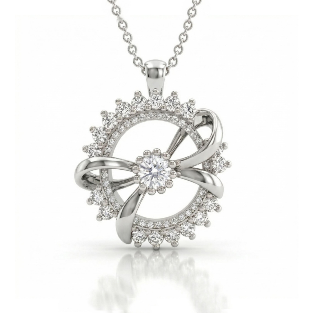 1.6ct TCW Bowtie with Round Design VVS Moissanite S925 Silver Pendant Necklace 1.6ct TCW Bowtie with Round Design VVS Moissanite S925 Silver Pendant Necklace