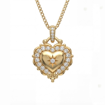 Vintage Halo Heart-shaped VVS Moissanite S925 Silver Pendant Necklace
