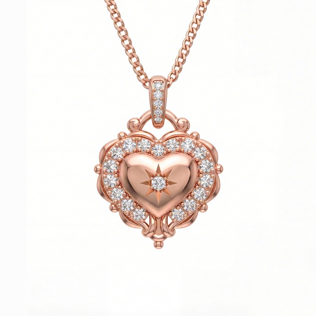 Vintage Halo Heart-shaped VVS Moissanite S925 Silver Pendant Necklace
