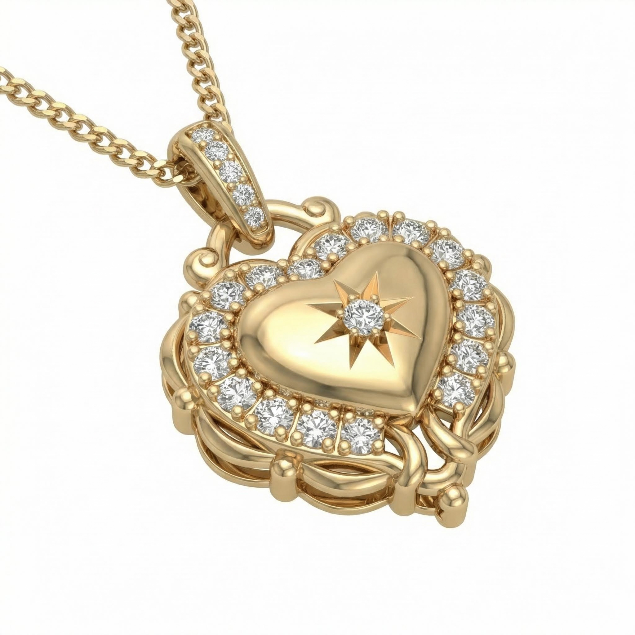 Vintage Halo Heart-shaped VVS Moissanite S925 Silver Pendant Necklace