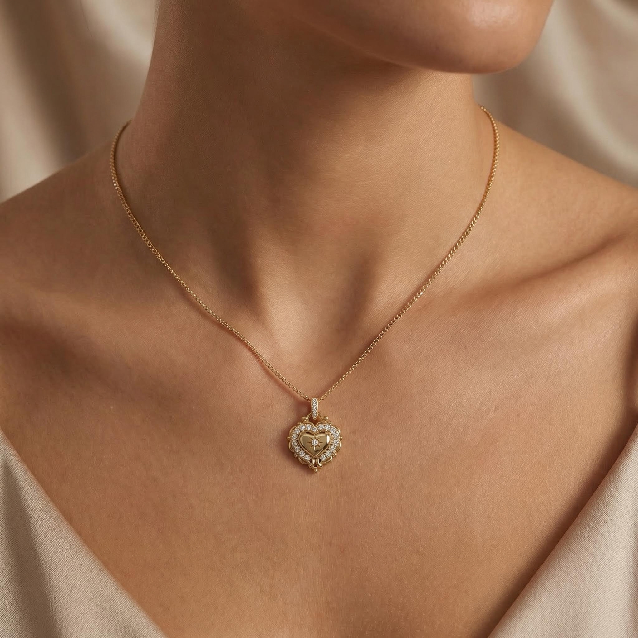 Vintage Halo Heart-shaped VVS Moissanite S925 Silver Pendant Necklace