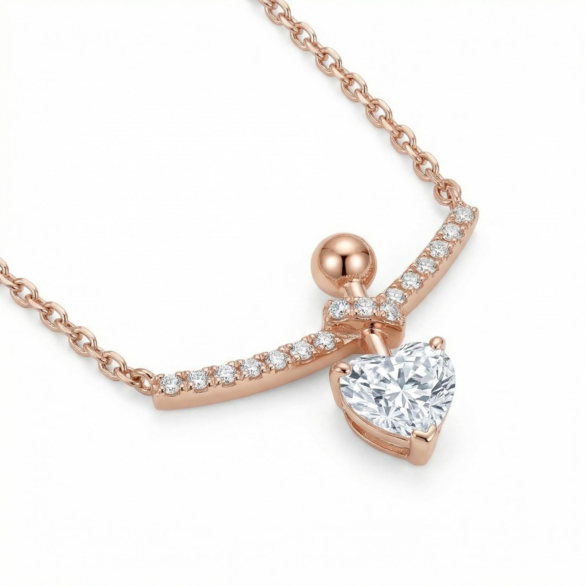 1.4Ct CTW Elegant Heart Sword VVS Moissanite S925 Silver Necklace 1.4Ct CTW Elegant Heart Sword VVS Moissanite S925 Silver Necklace