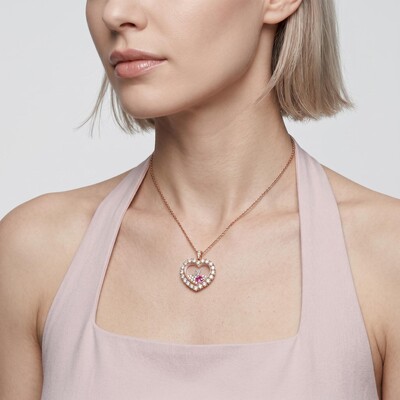 Personalized Birthstone & Letters Heart Shaped Dancing Diamonds  S925 Silver Pendant