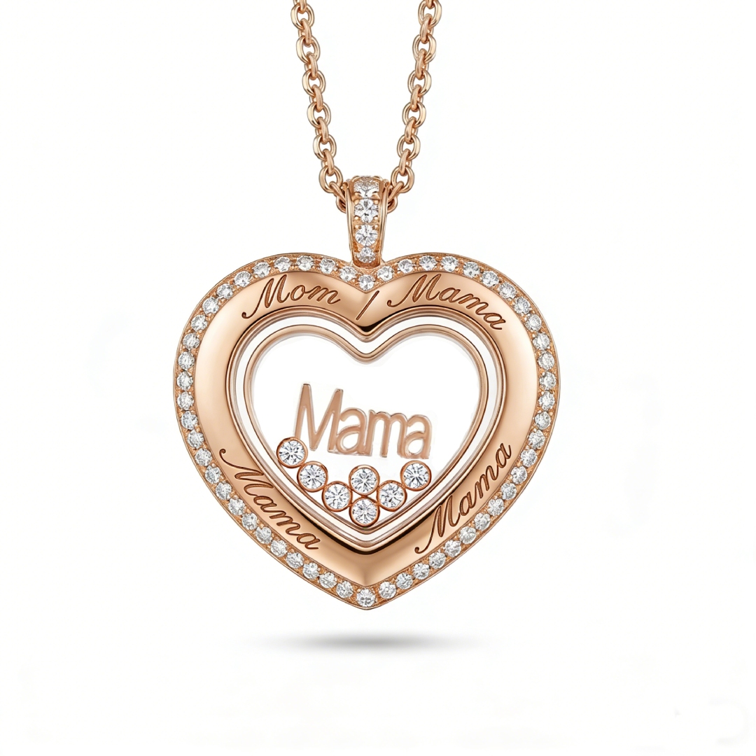 Personalized Mom’s Dancing Diamond Heart Locket Pendant Personalized Mom’s Dancing Diamond Heart Locket Pendant