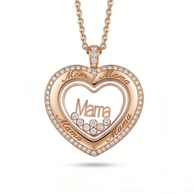 Personalized Mom’s Dancing Diamond Heart Locket Pendant