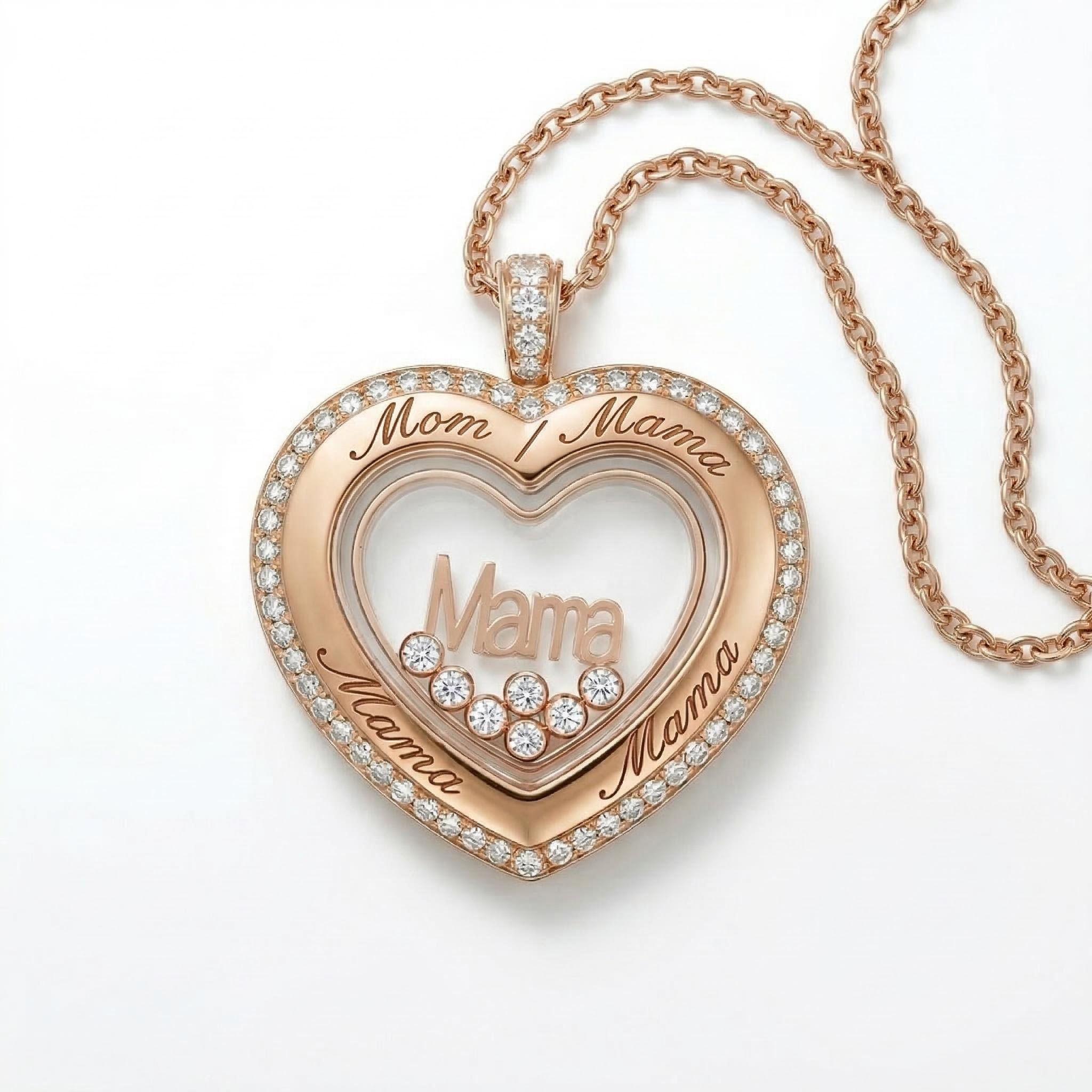 Personalized Mom’s Dancing Diamond Heart Locket Pendant Personalized Mom’s Dancing Diamond Heart Locket Pendant