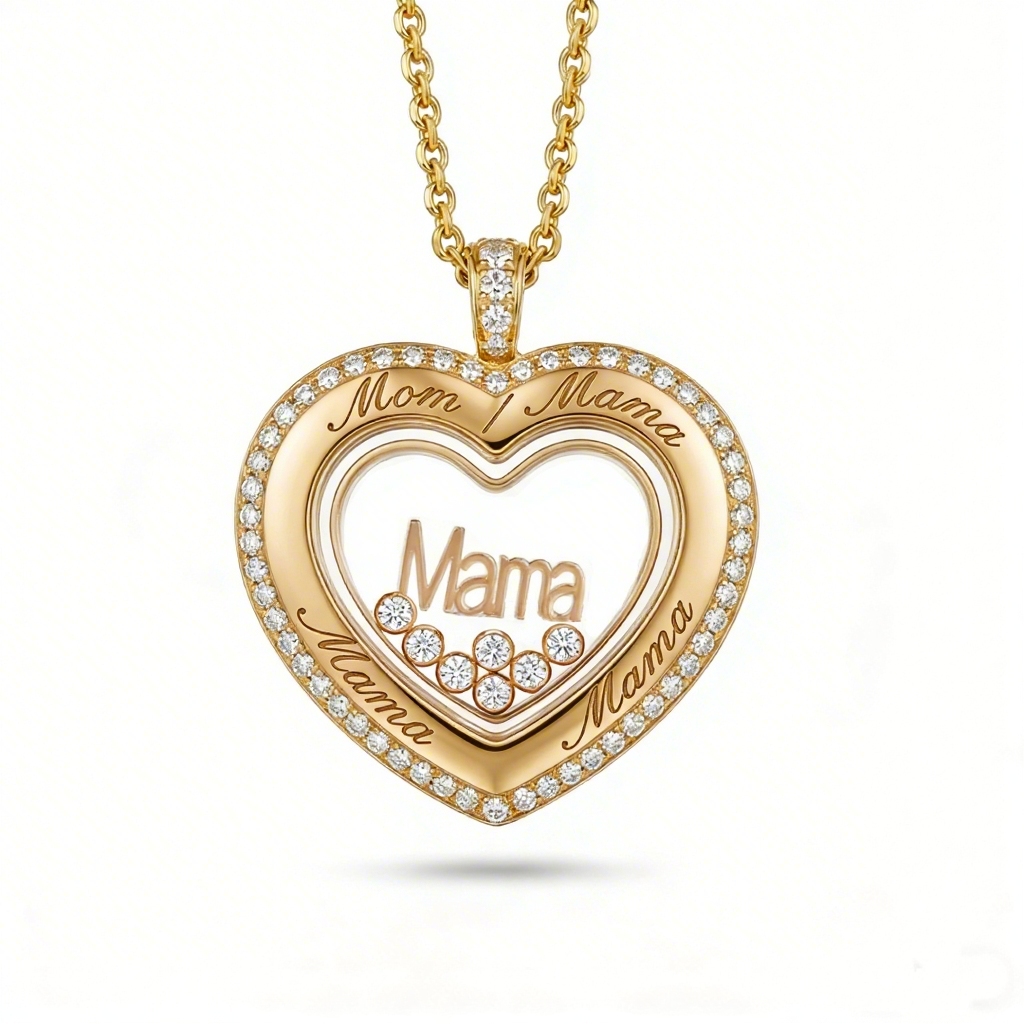 Personalized Mom’s Dancing Diamond Heart Locket Pendant Personalized Mom’s Dancing Diamond Heart Locket Pendant