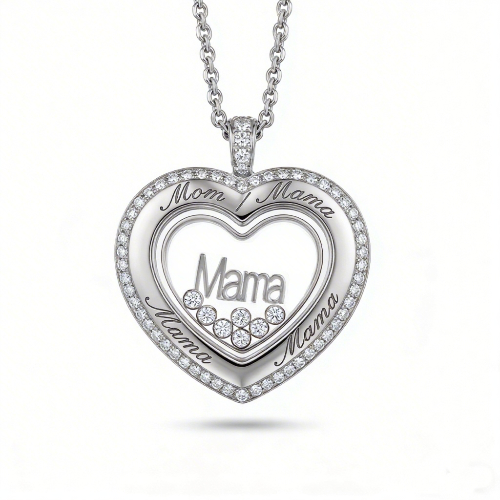 Personalized Mom’s Dancing Diamond Heart Locket Pendant Personalized Mom’s Dancing Diamond Heart Locket Pendant