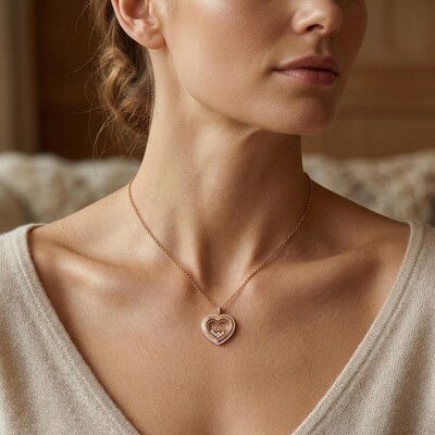 Personalized Mom’s Dancing Diamond Heart Locket Pendant